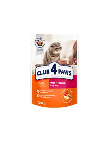 Premium Club 4 Paws  για Ενήλικες Γάτες με Μοσχαρι σε Σαλτσα 100 gr.