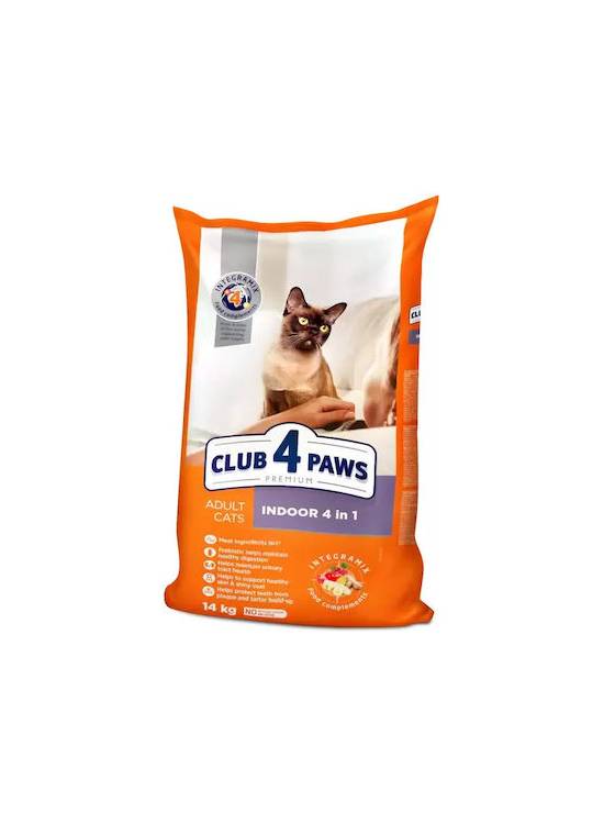 Club 4 Paws Indoor 4 in 1 Ξηρά Τροφή για Ενήλικες Γάτες με Κοτόπουλο 14kg