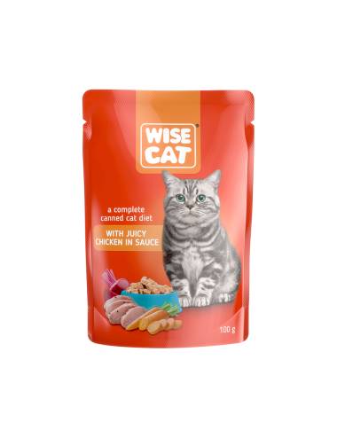 WISE CAT WITH JUICY CHICKEN...
